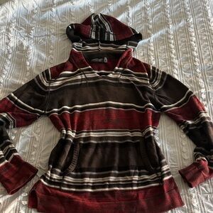 Retrofit V-Neck Striped Sweater - Red and Brown